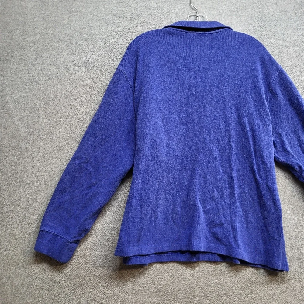 Polo Ralph Lauren Men Sweatshirt‎ XL Blue Jersey 1/4 Zip Logo Pullover